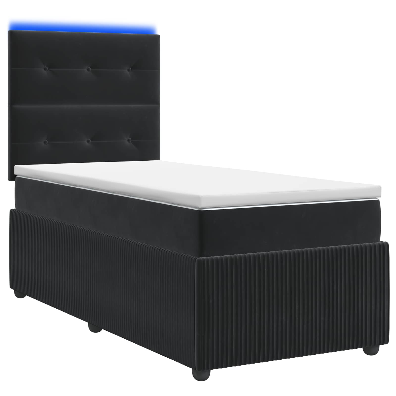 vidaXL Łóżko z box spring LED z materacem Czarny 80 x 200 cm Welur