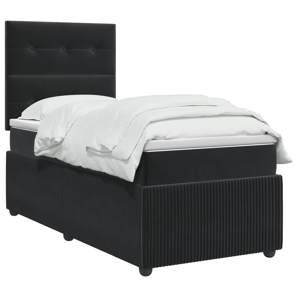 vidaXL Łóżko z box spring LED z materacem Czarny 80 x 200 cm Welur