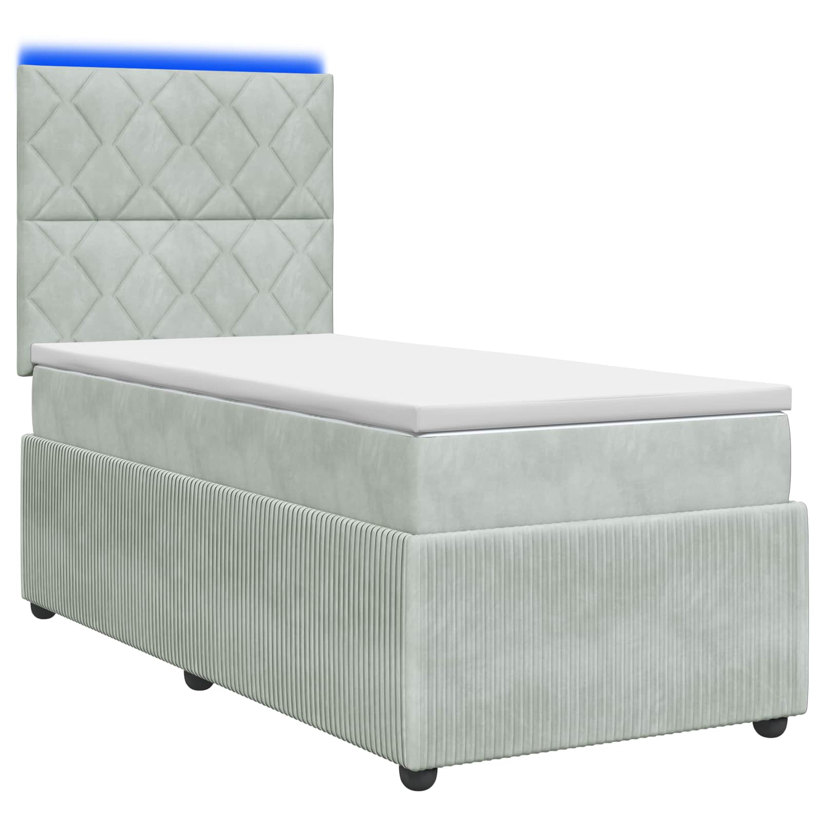 vidaXL Łóżko z box spring LED z materacem jasnoszary 80 x 200 cm Welur
