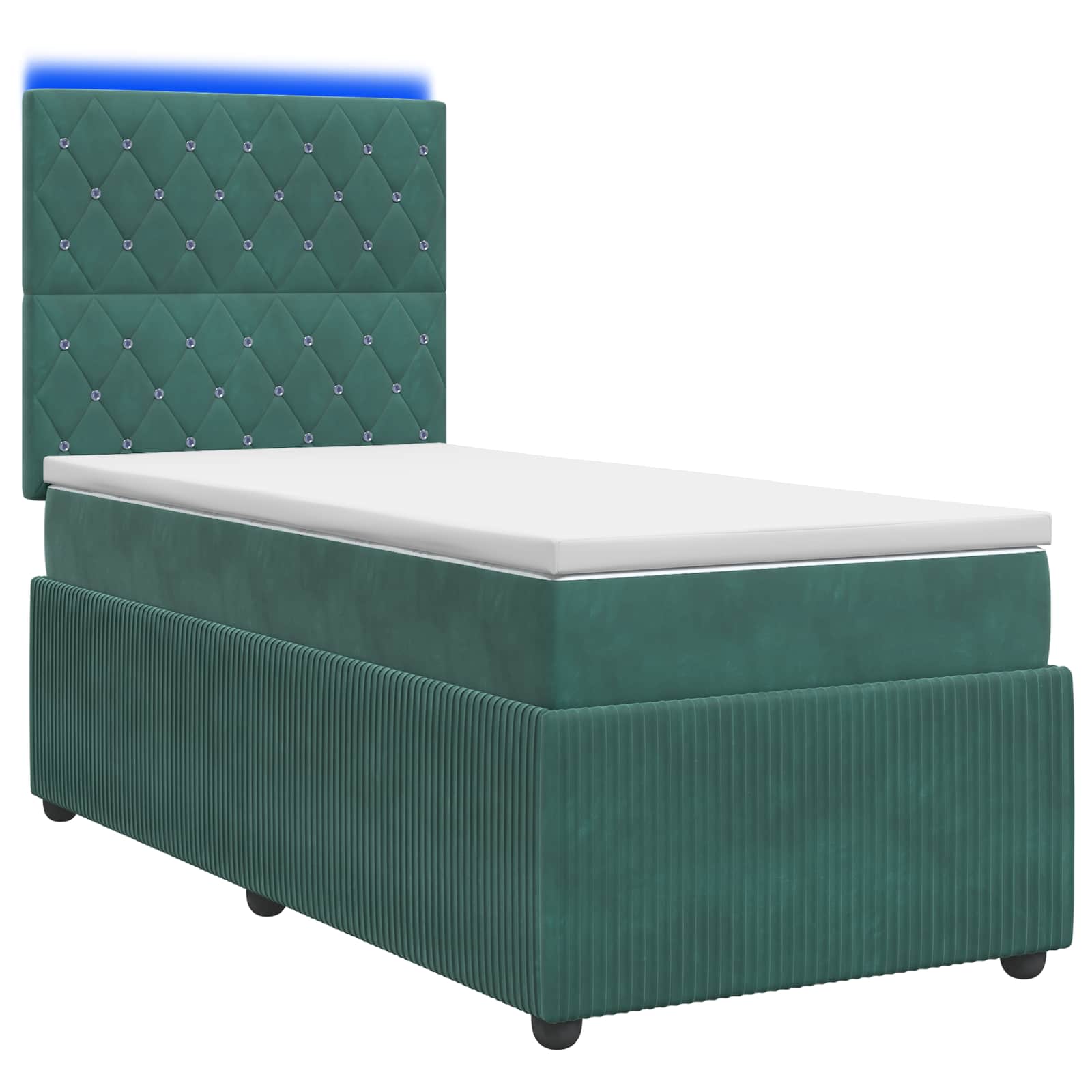 vidaXL Łóżko z box spring LED z materacem Ciemnozielony 90 x 190 cm