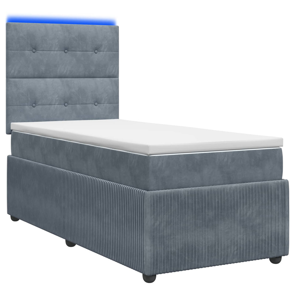 vidaXL Łóżko z box spring LED z materacem ciemnoszary 90 x 190 cm