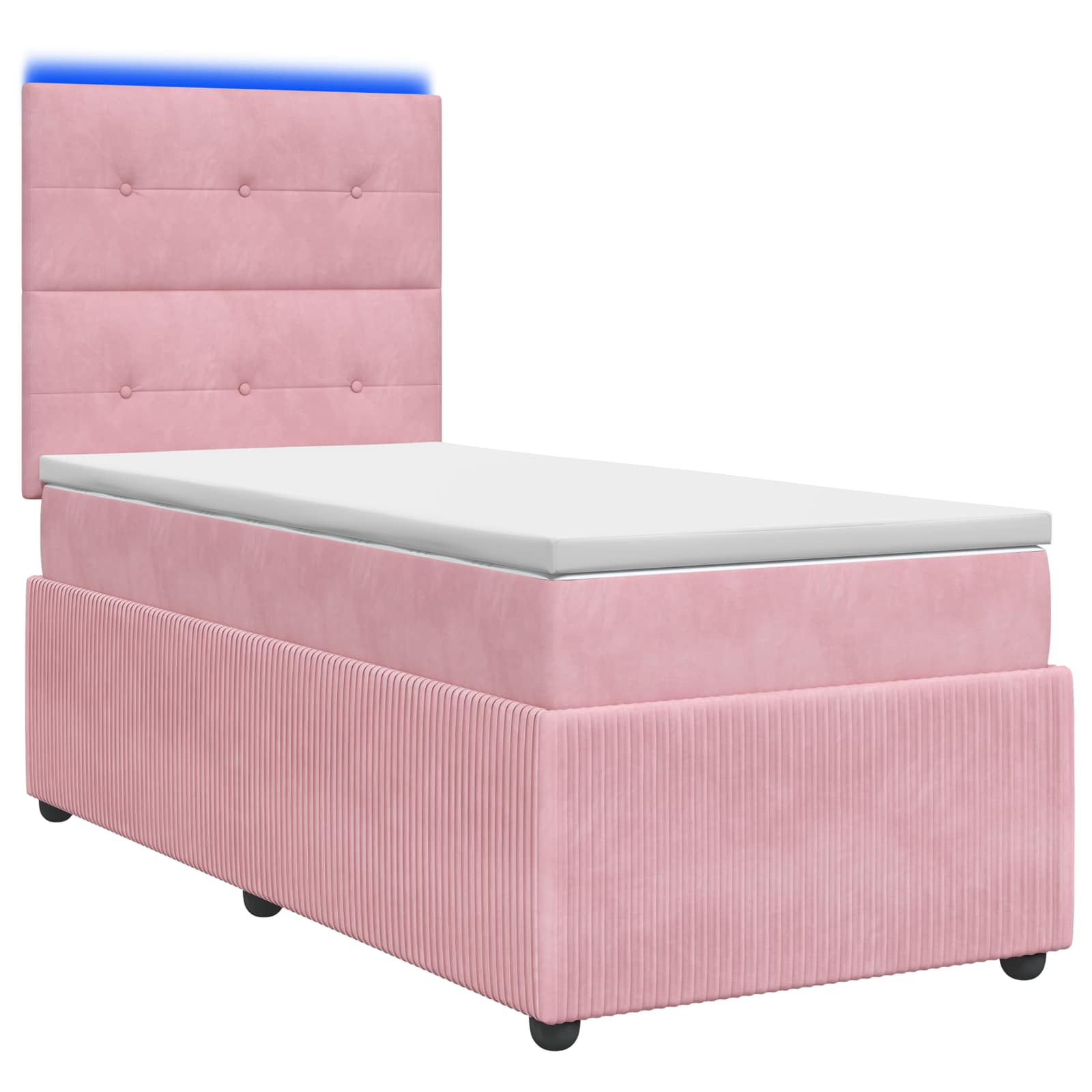 vidaXL Łóżko z box spring LED z materacem różowy 90 x 190 cm Welur