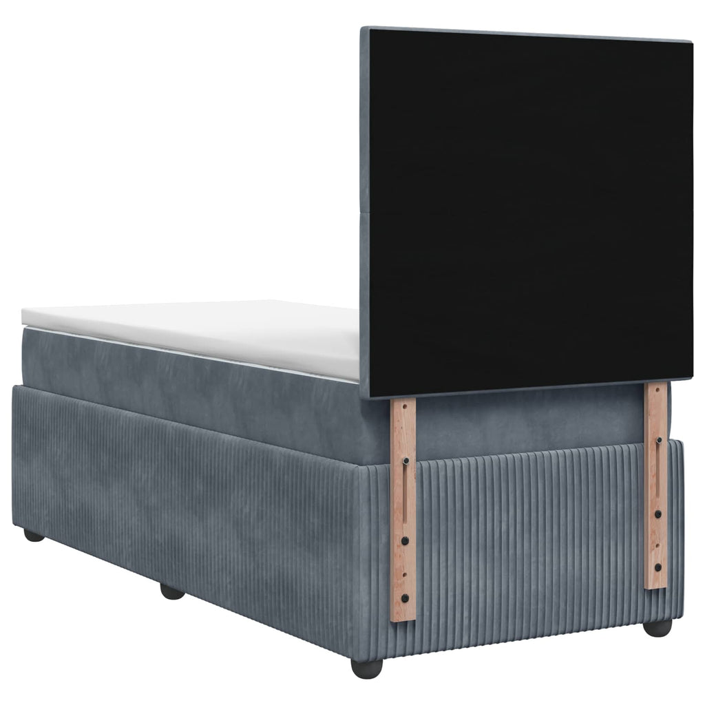 vidaXL Łóżko z box spring LED z materacem ciemnoszary 90 x 190 cm