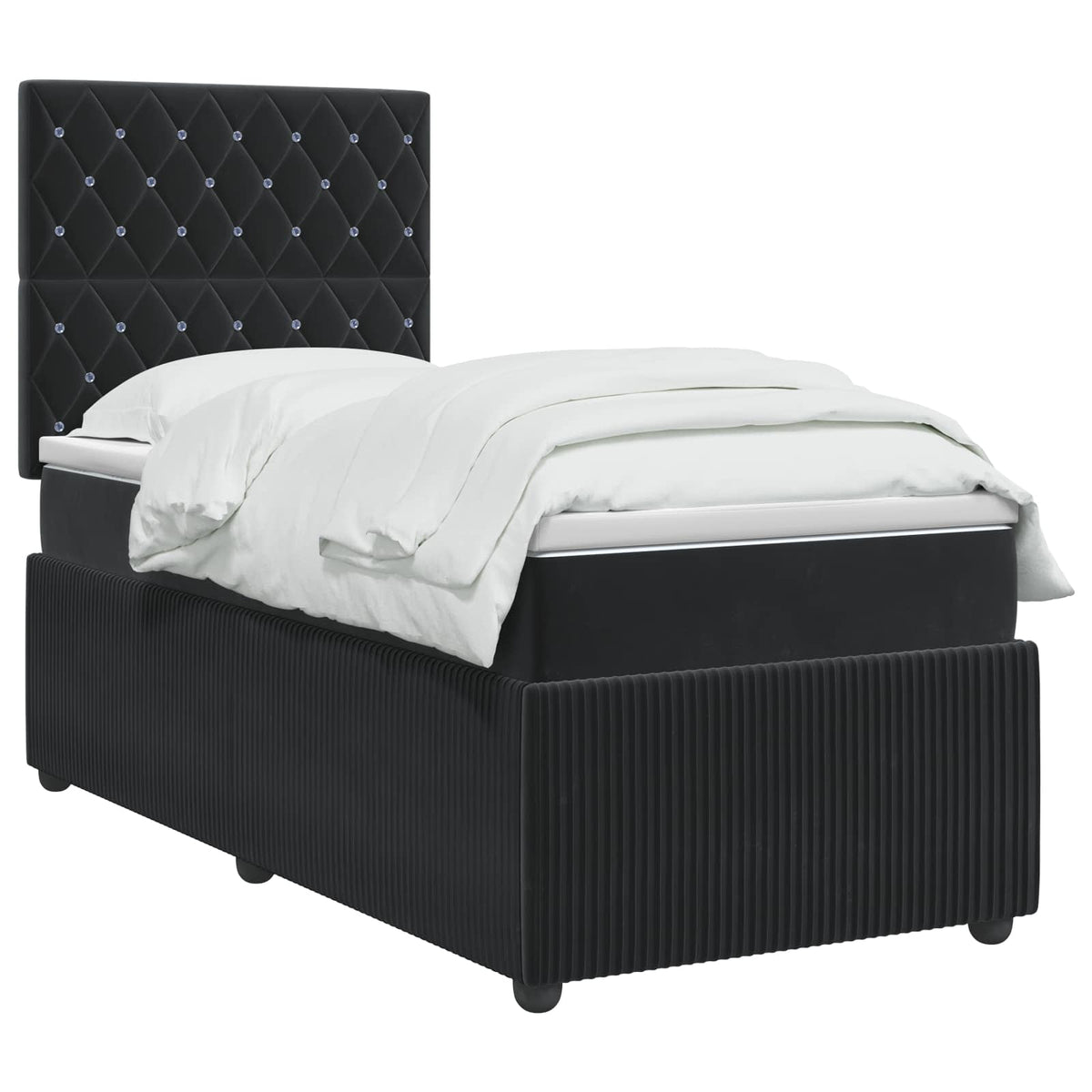 vidaXL Łóżko z box spring LED z materacem Czarny 90 x 200 cm Welur