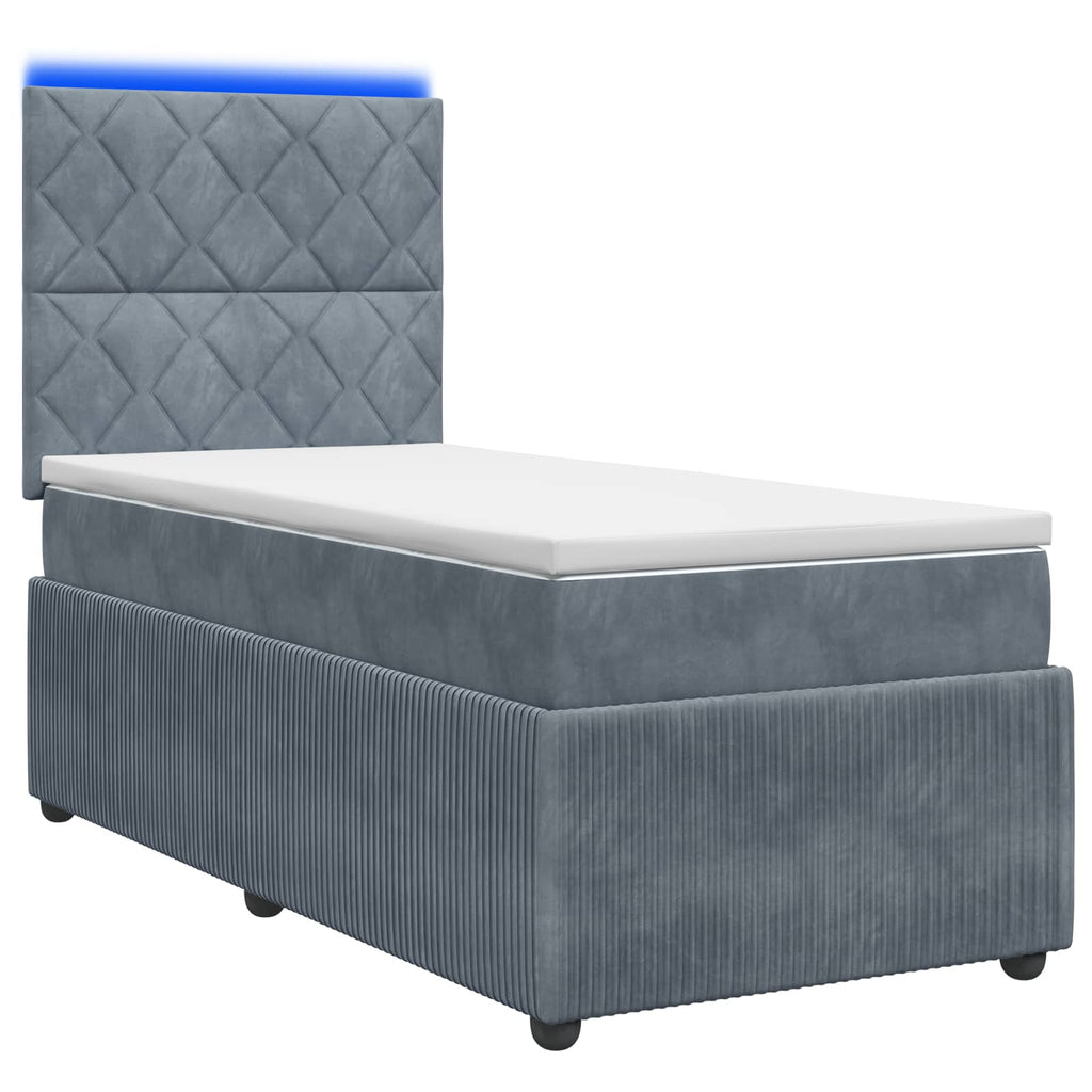 vidaXL Łóżko z box spring LED z materacem ciemnoszary 90 x 200 cm