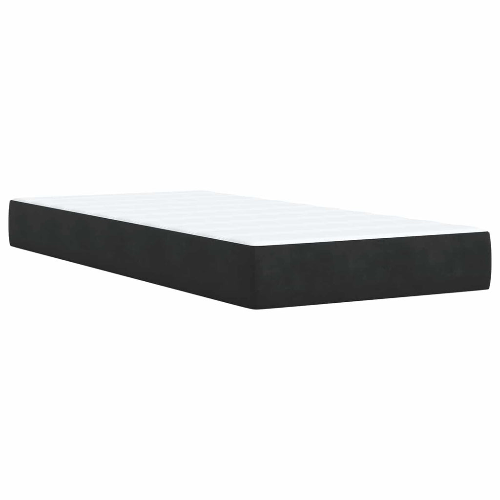 vidaXL Łóżko z box spring LED z materacem Czarny 90 x 200 cm Welur
