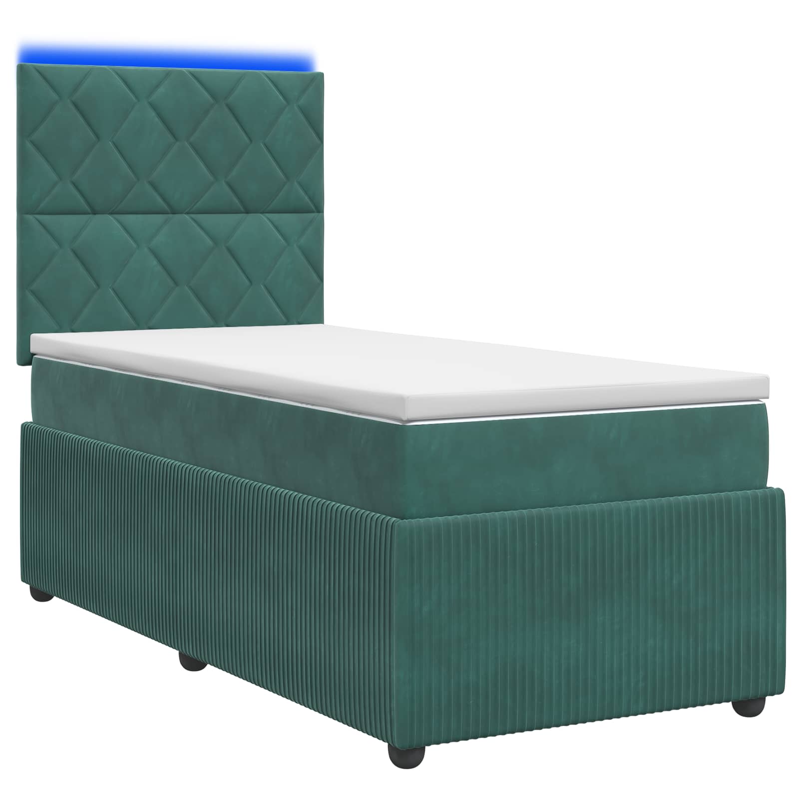 vidaXL Łóżko z box spring LED z materacem Ciemnozielony 90 x 200 cm