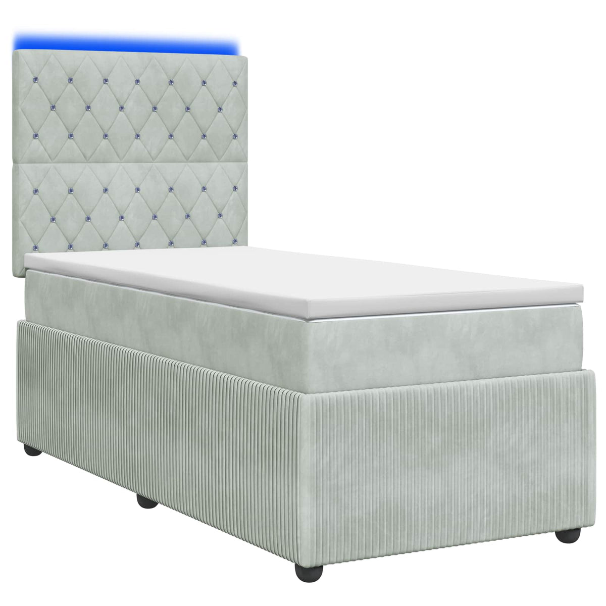 vidaXL Łóżko z box spring LED z materacem jasnoszary 100 x 200 cm