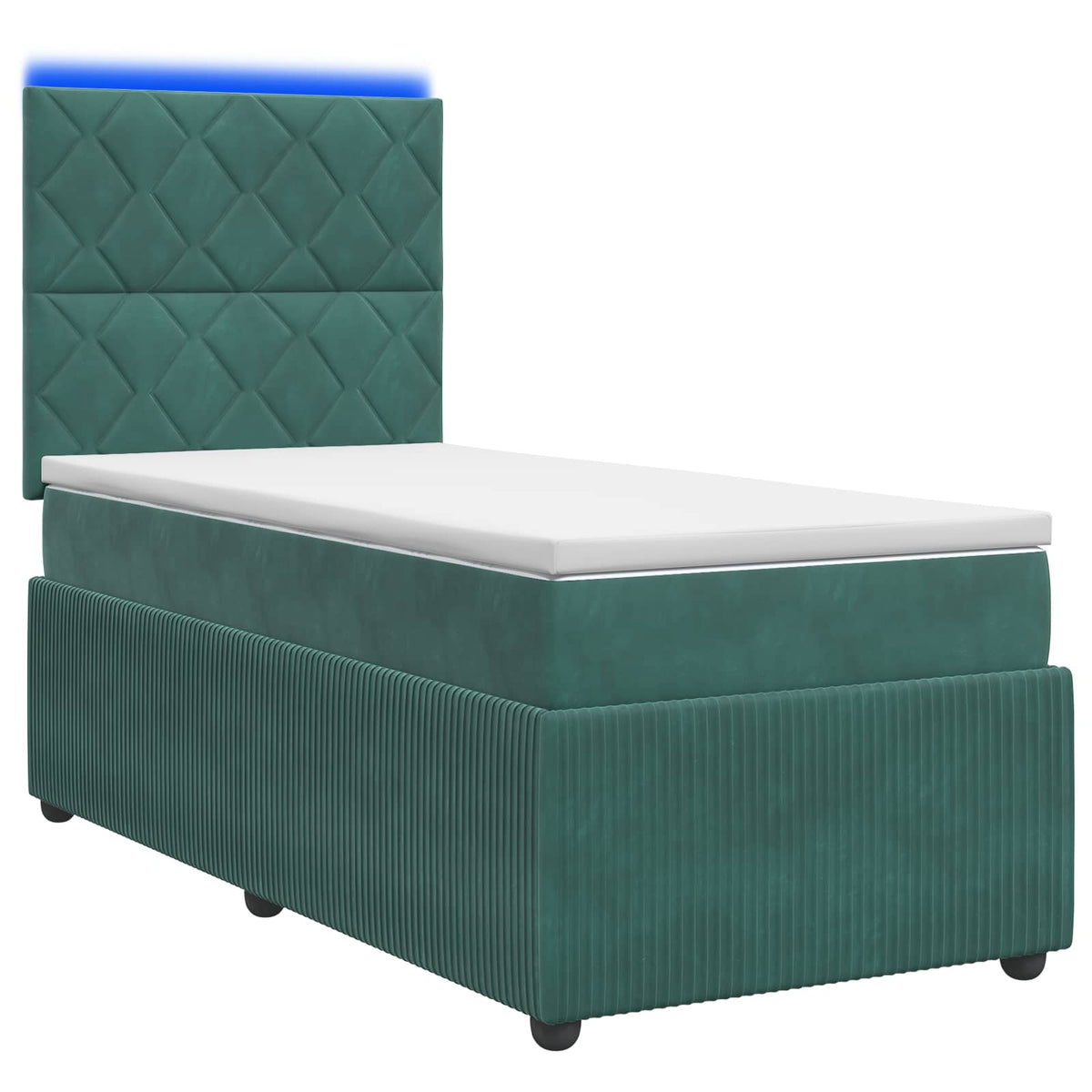 vidaXL Łóżko z box spring LED z materacem Ciemnozielony 100 x 200 cm