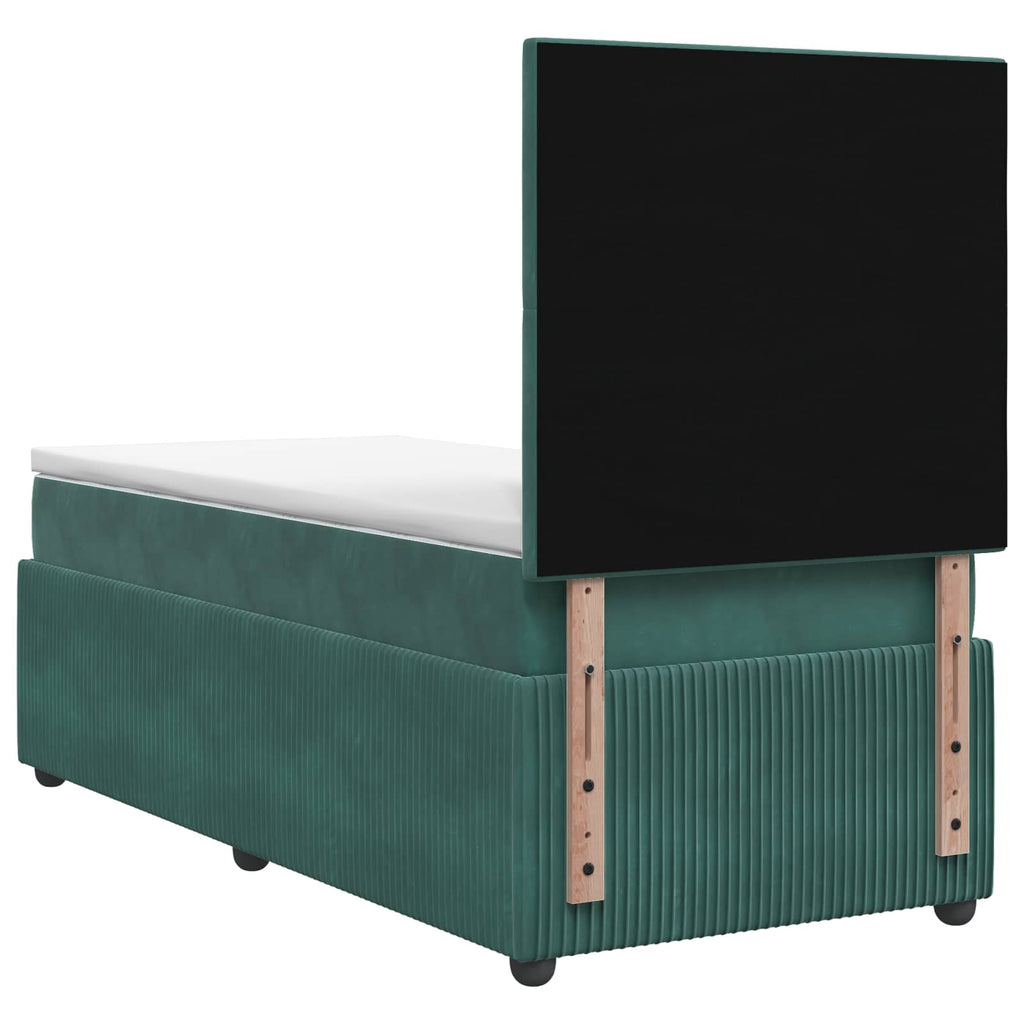 vidaXL Łóżko z box spring LED z materacem Ciemnozielony 100 x 200 cm