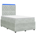 vidaXL Łóżko z box spring LED z materacem jasnoszary 120 x 190 cm