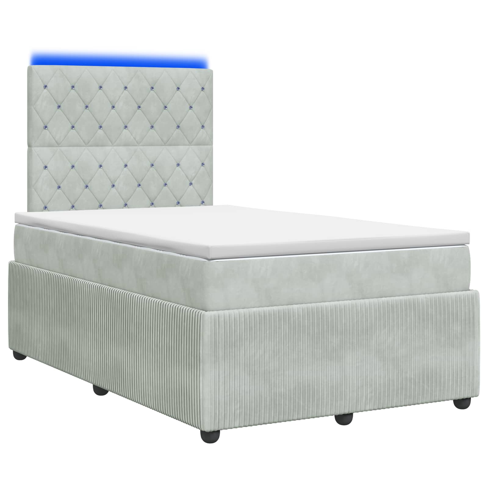vidaXL Łóżko z box spring LED z materacem jasnoszary 120 x 190 cm
