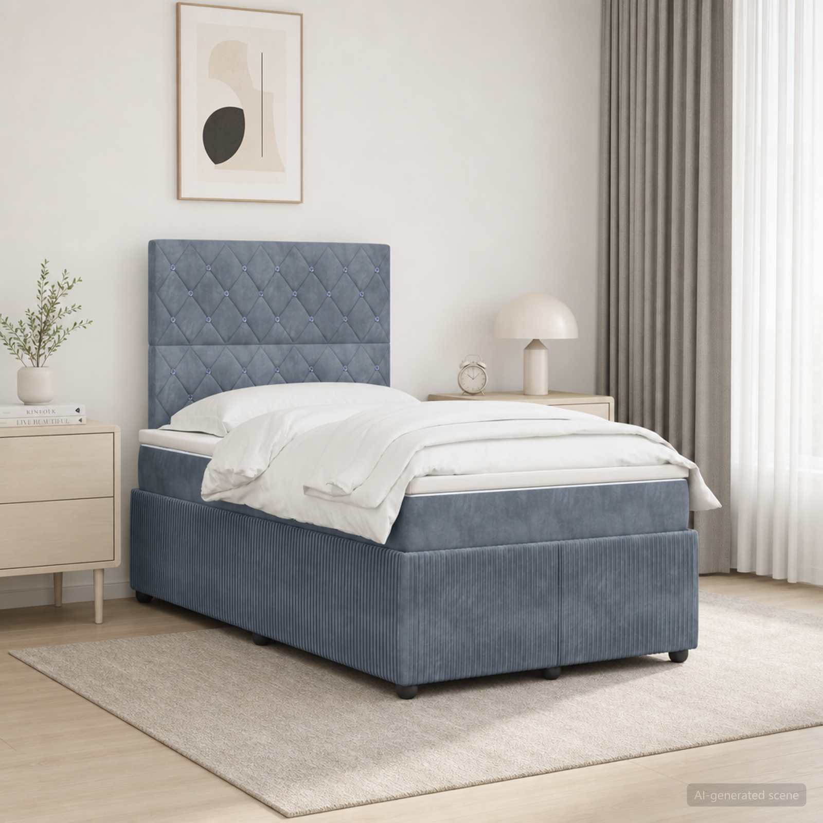 vidaXL Łóżko z box spring LED z materacem ciemnoszary 120 x 190 cm