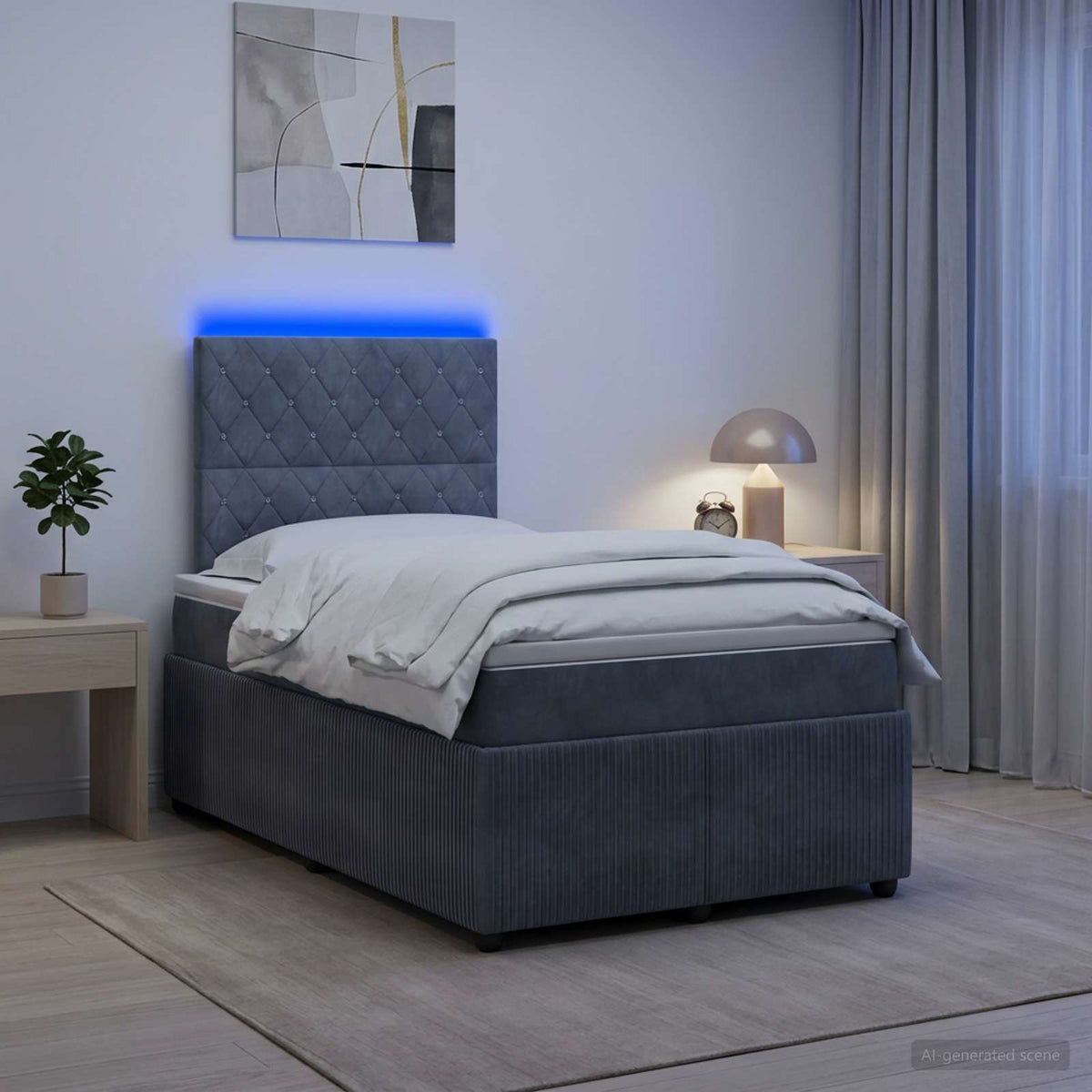 vidaXL Łóżko z box spring LED z materacem ciemnoszary 120 x 200 cm