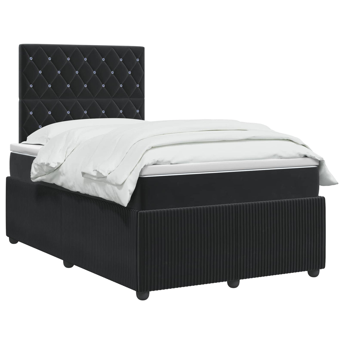 vidaXL Łóżko z box spring LED z materacem Czarny 120 x 190 cm Welur