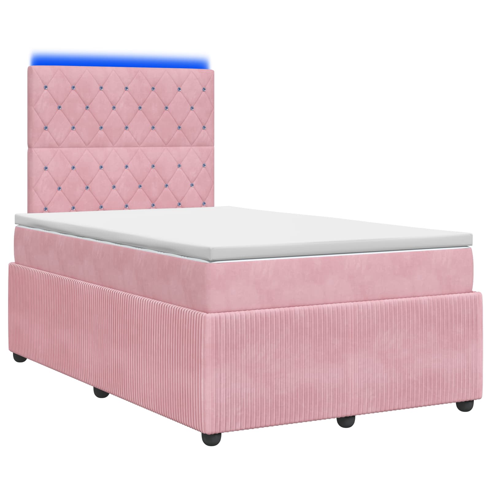 vidaXL Łóżko z box spring LED z materacem różowy 120 x 190 cm Welur