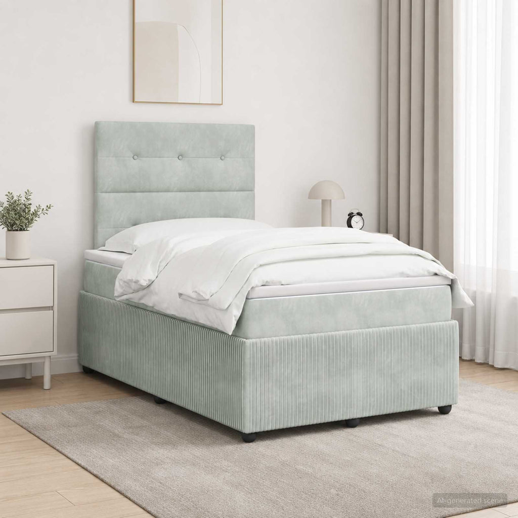 vidaXL Łóżko z box spring LED z materacem jasnoszary 120 x 200 cm