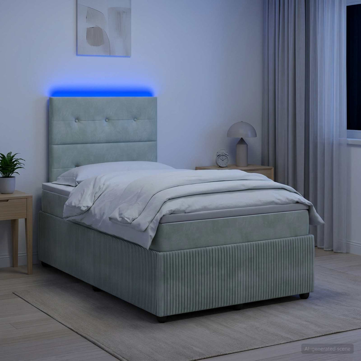 vidaXL Łóżko z box spring LED z materacem jasnoszary 120 x 200 cm