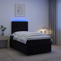 vidaXL Łóżko z box spring LED z materacem Czarny 120 x 200 cm Welur