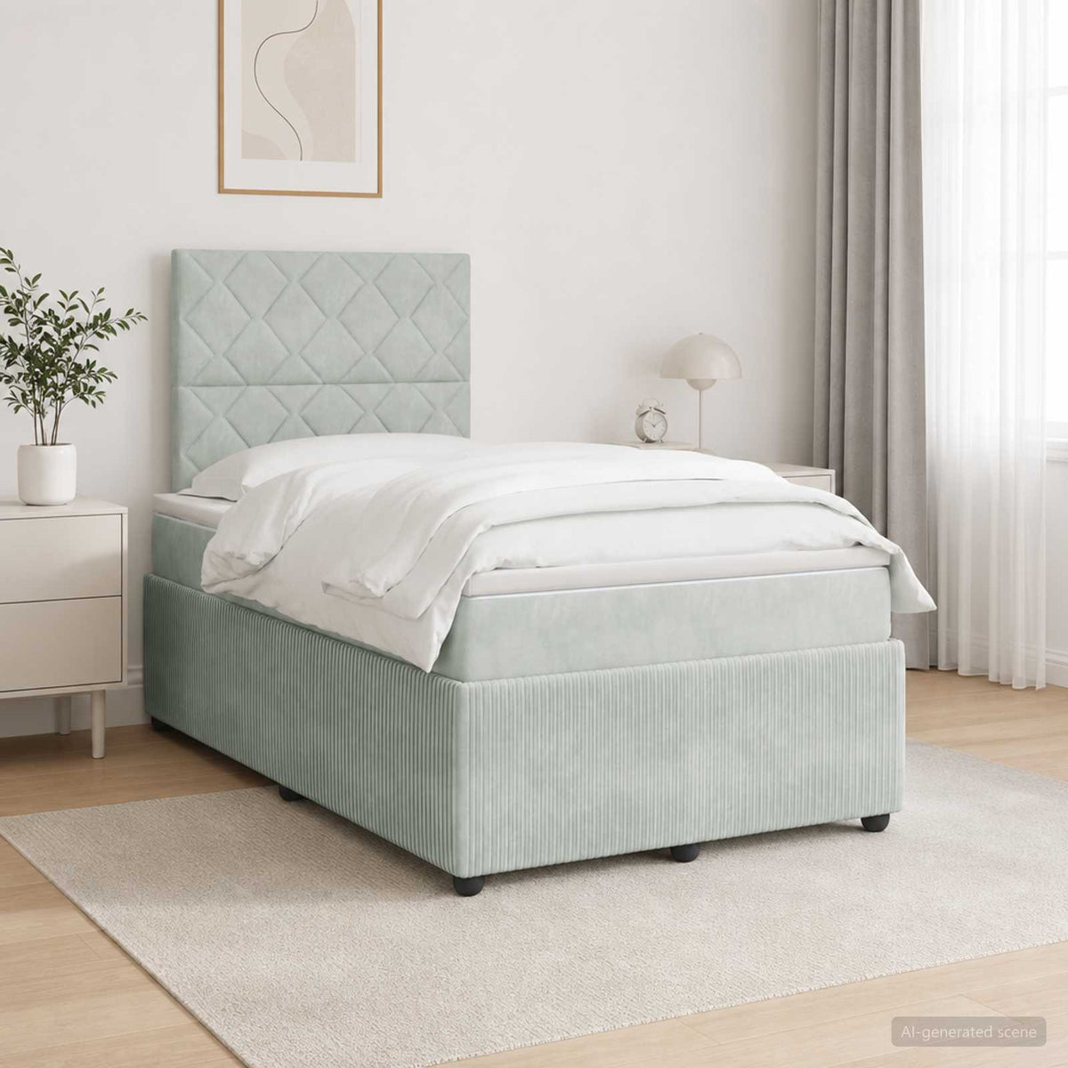 vidaXL Łóżko z box spring LED z materacem jasnoszary 120 x 200 cm