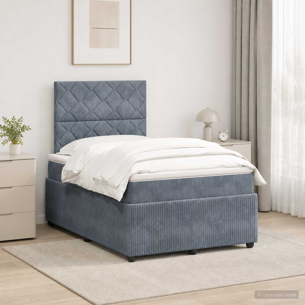 vidaXL Łóżko z box spring LED z materacem ciemnoszary 120 x 200 cm