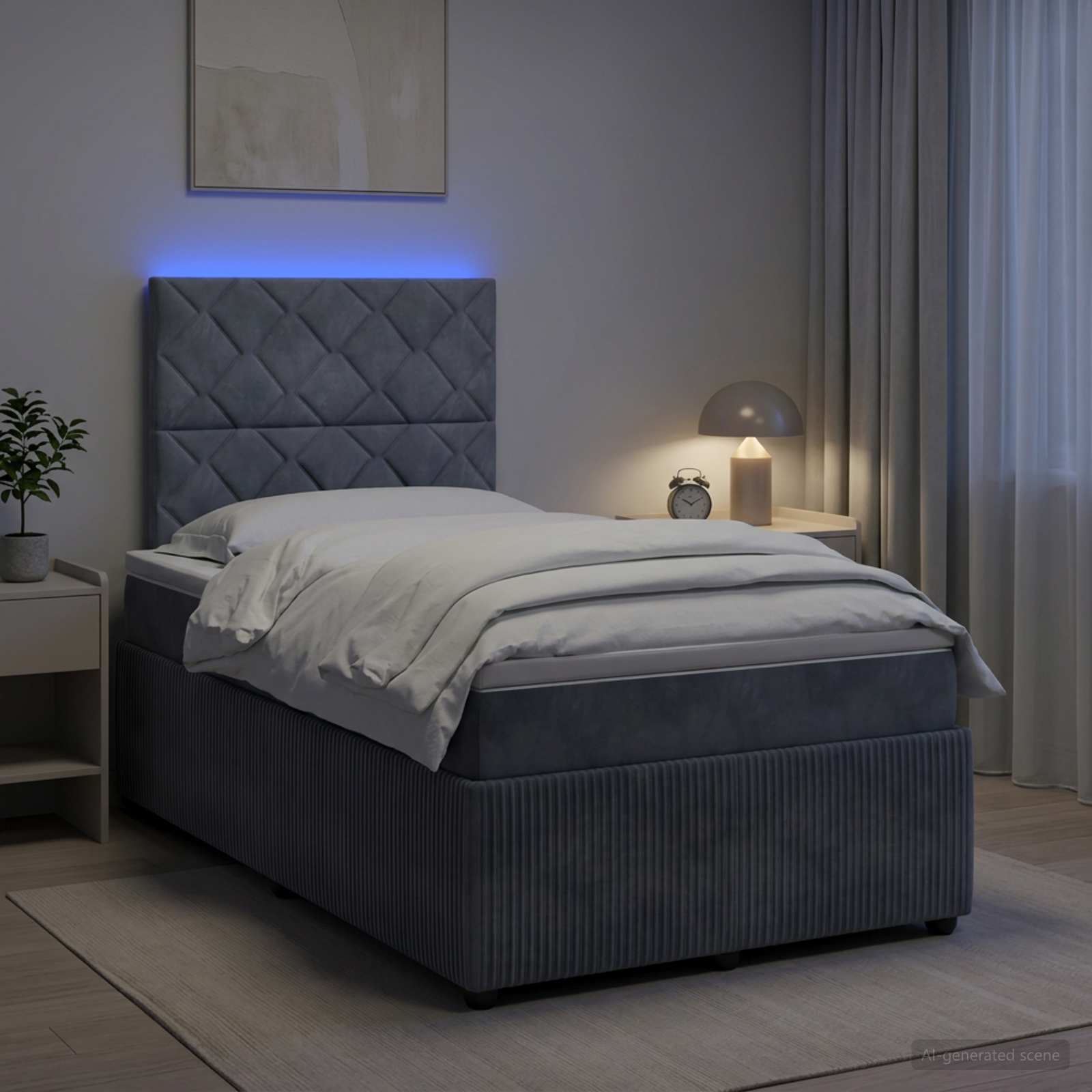 vidaXL Łóżko z box spring LED z materacem ciemnoszary 120 x 200 cm