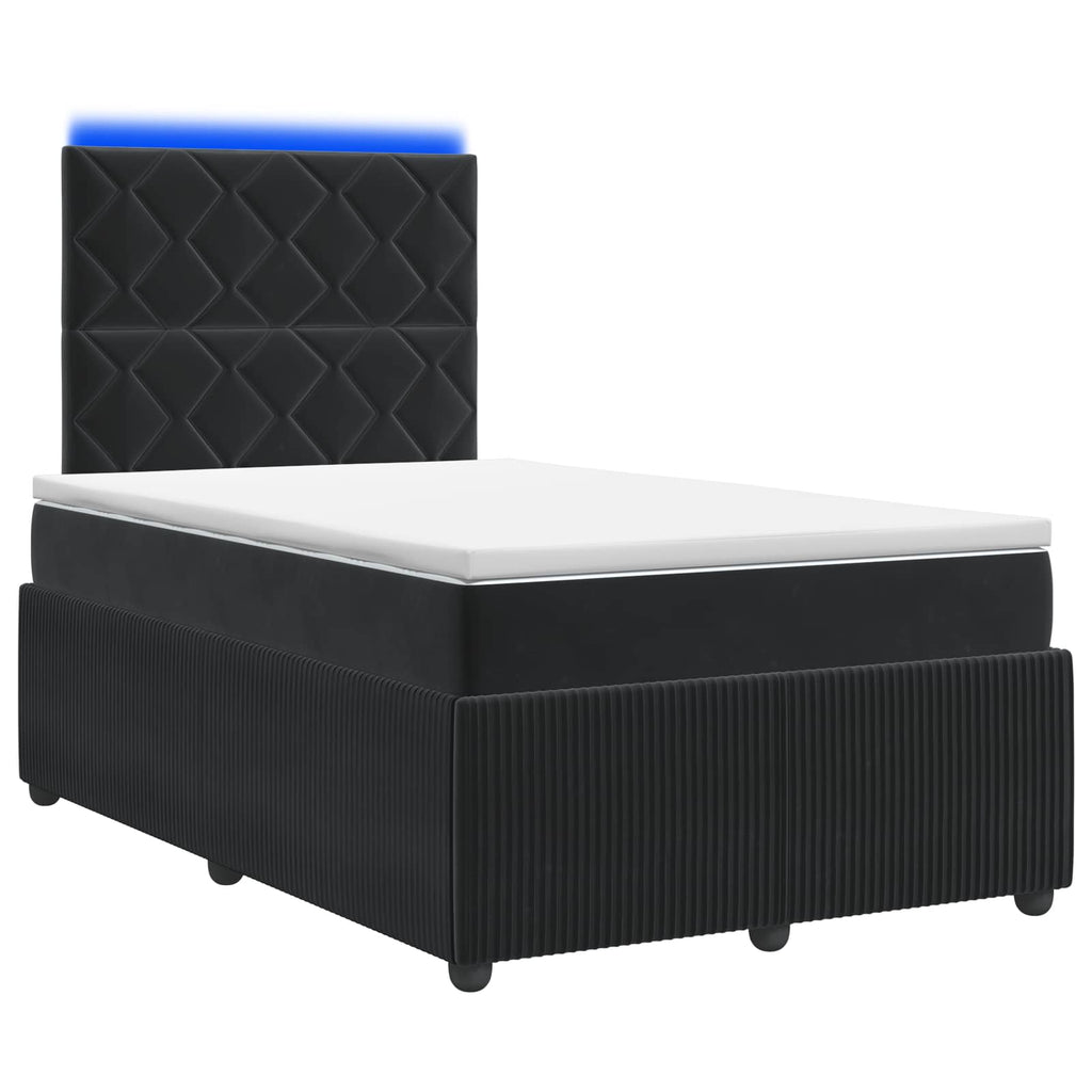 vidaXL Łóżko z box spring LED z materacem Czarny 120 x 190 cm Welur