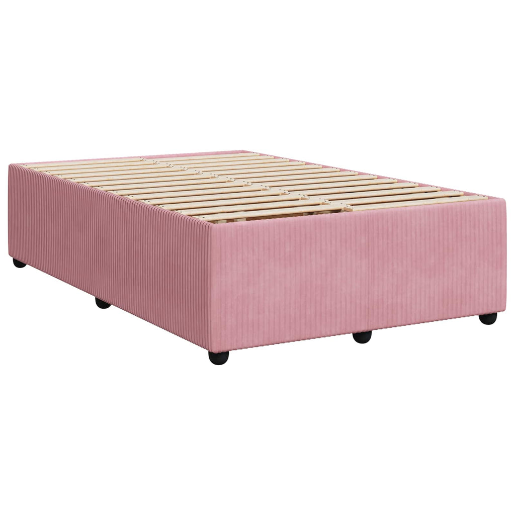 vidaXL Łóżko z box spring LED z materacem różowy 120 x 190 cm Welur