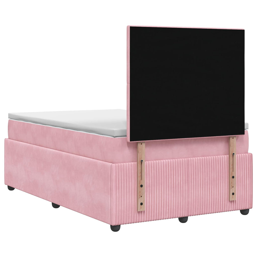vidaXL Łóżko z box spring LED z materacem różowy 120 x 190 cm Welur
