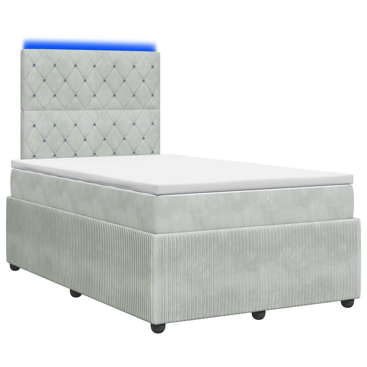 vidaXL Łóżko z box spring LED z materacem jasnoszary 120 x 200 cm