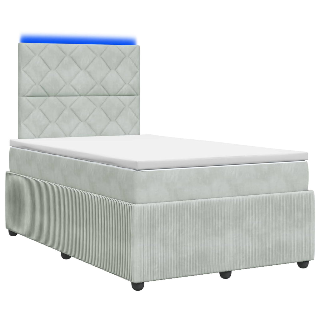 vidaXL Łóżko z box spring LED z materacem jasnoszary 120 x 200 cm