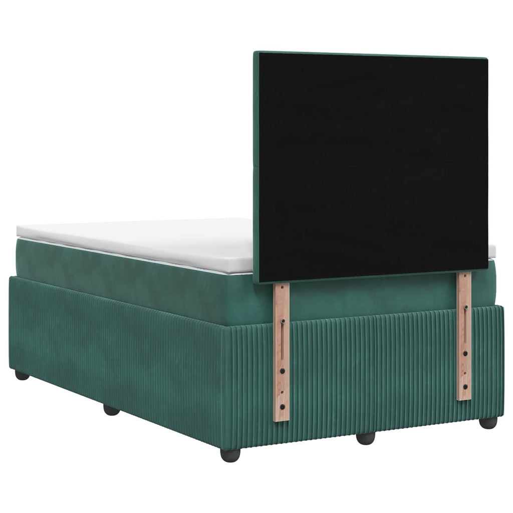 vidaXL Łóżko z box spring LED z materacem Ciemnozielony 120 x 200 cm