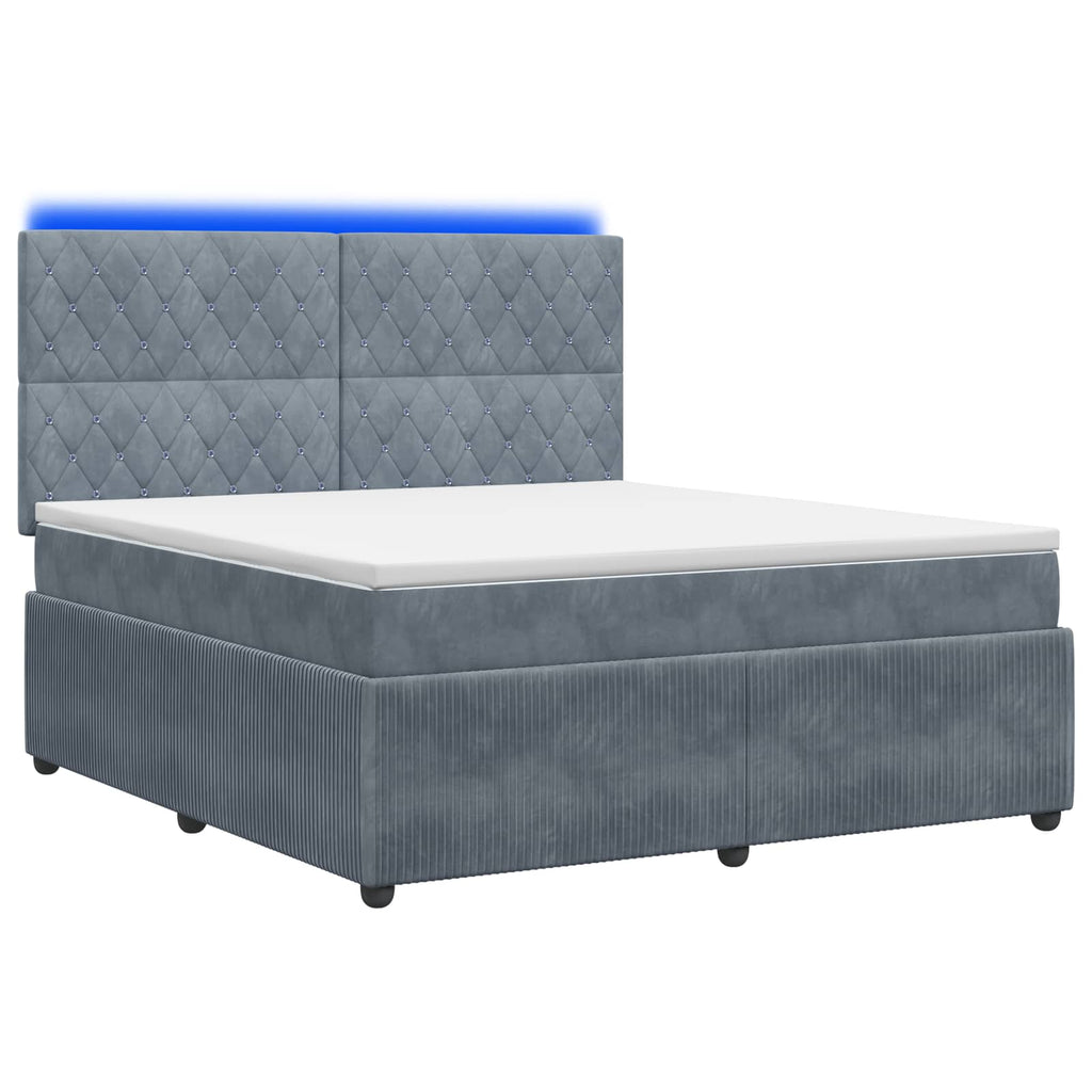 vidaXL Łóżko z box spring LED z materacem ciemnoszary 140 x 200 cm