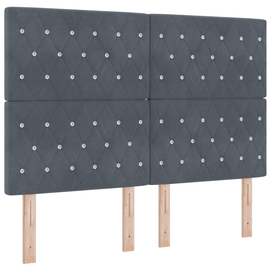 vidaXL Łóżko z box spring LED z materacem ciemnoszary 140 x 200 cm