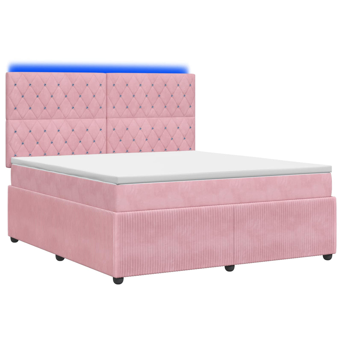 vidaXL Łóżko z box spring LED z materacem różowy 140 x 200 cm Welur