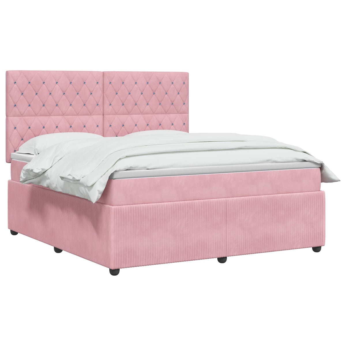 vidaXL Łóżko z box spring LED z materacem różowy 140 x 200 cm Welur