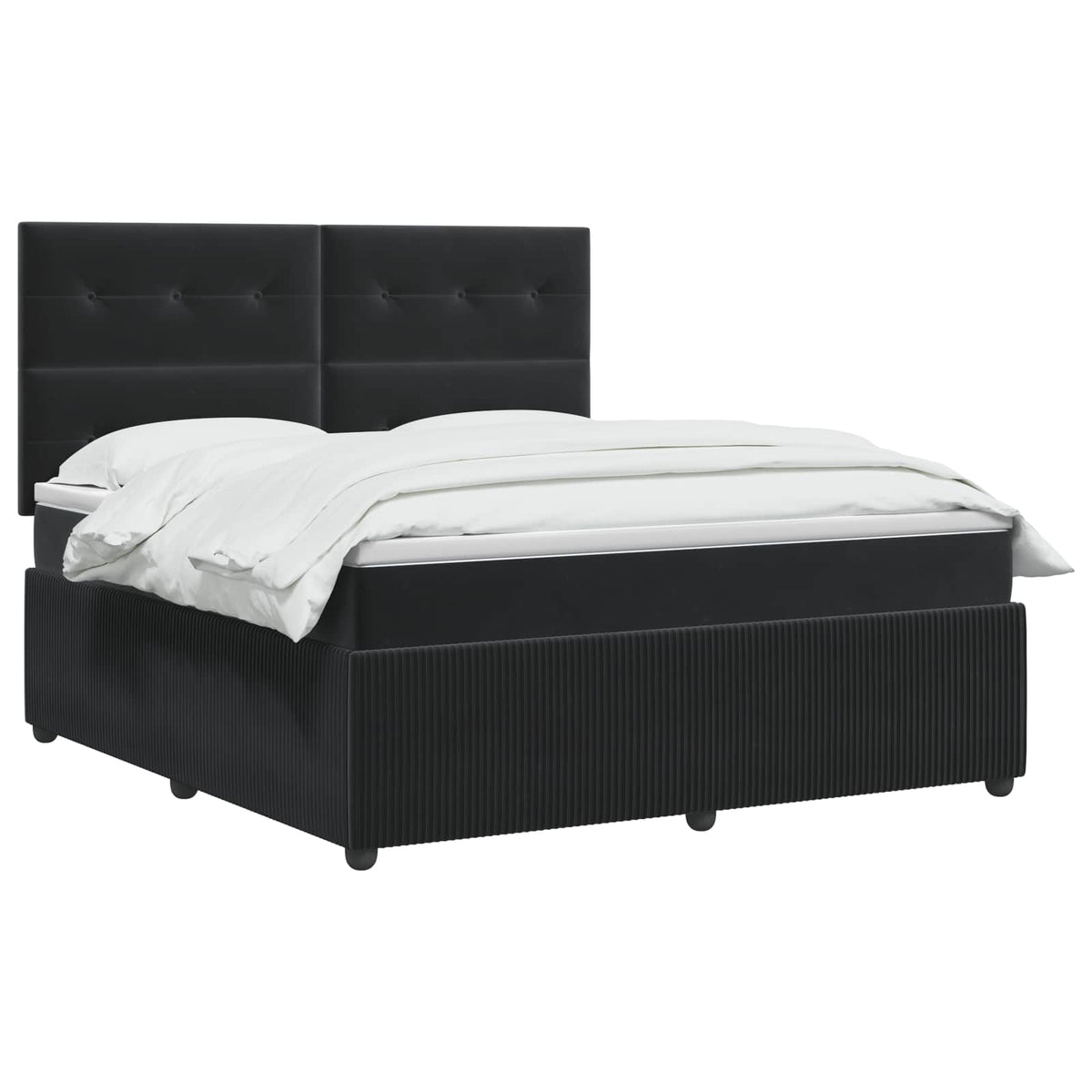 vidaXL Łóżko z box spring LED z materacem Czarny 140 x 200 cm Welur