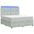 vidaXL Łóżko z box spring LED z materacem jasnoszary 140 x 200 cm