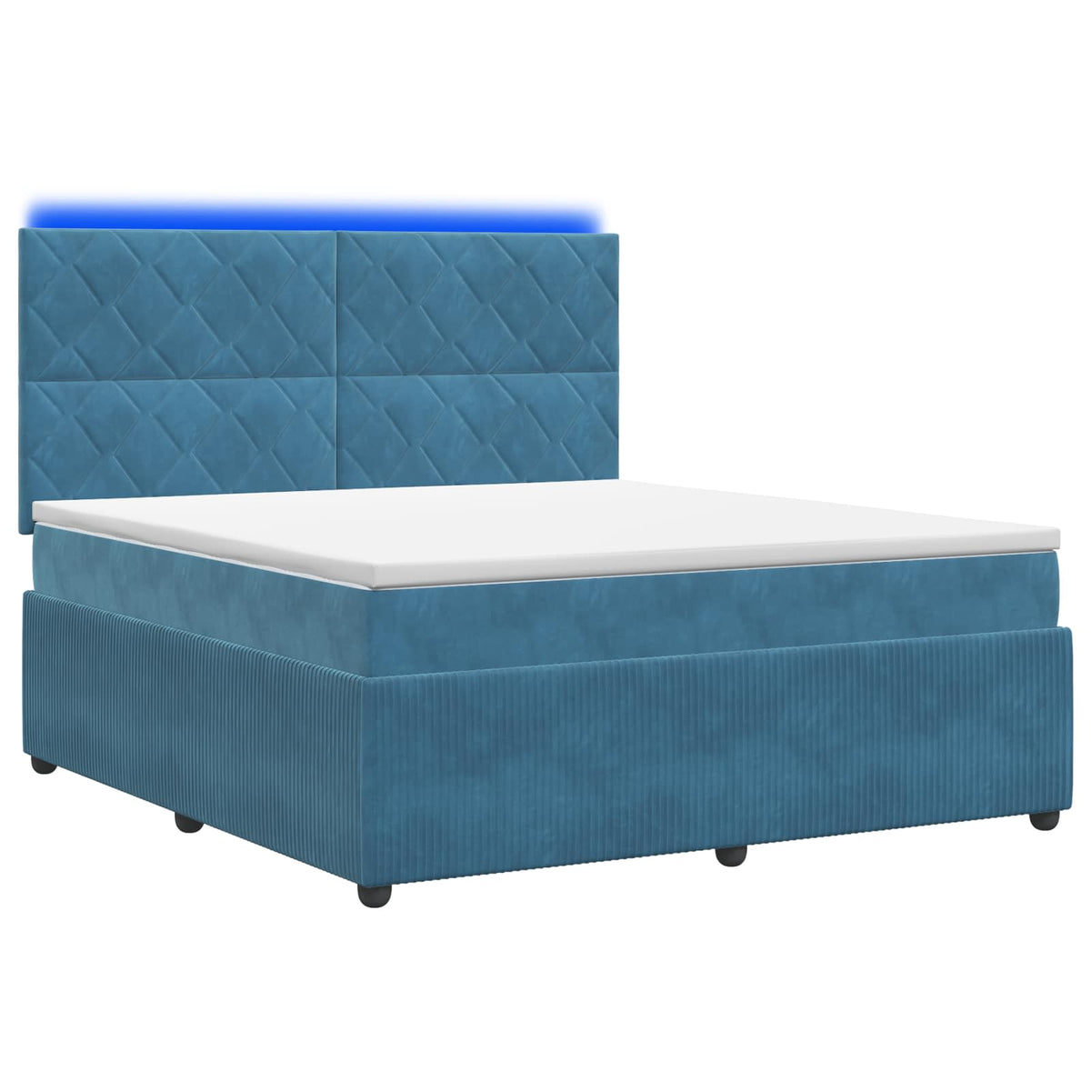 vidaXL Łóżko z box spring LED z materacem niebieski 140 x 200 cm Welur