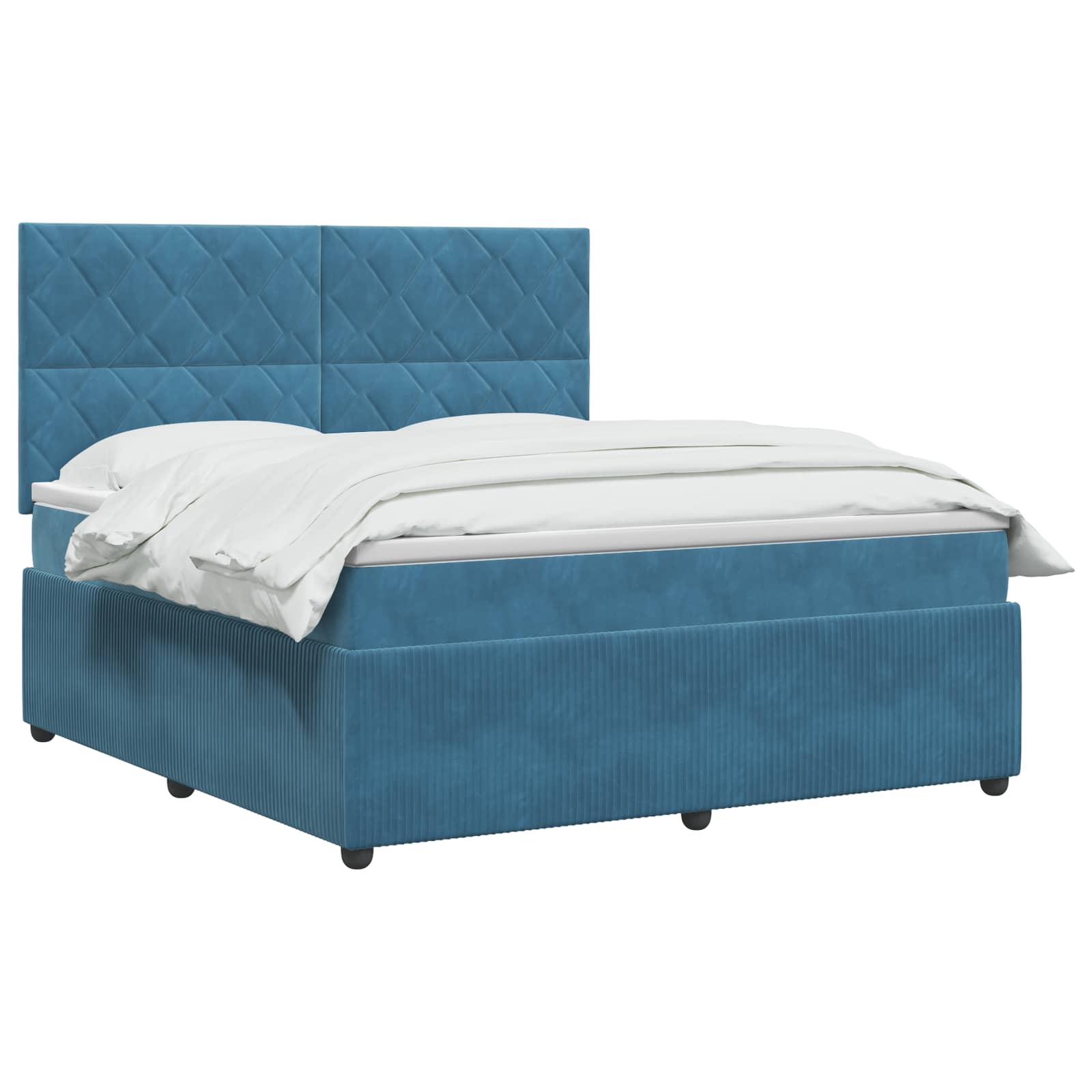 vidaXL Łóżko z box spring LED z materacem niebieski 140 x 200 cm Welur