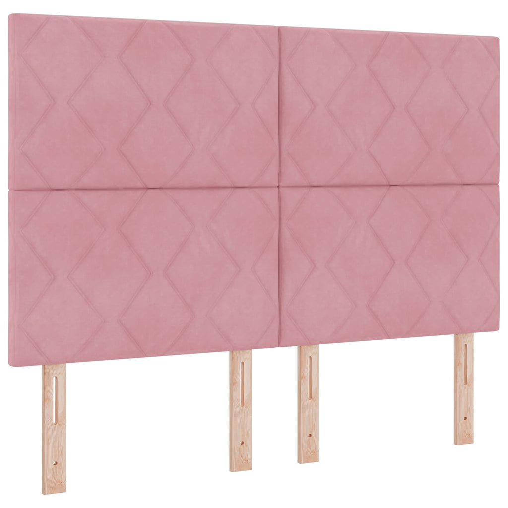 vidaXL Łóżko z box spring LED z materacem różowy 140 x 200 cm Welur