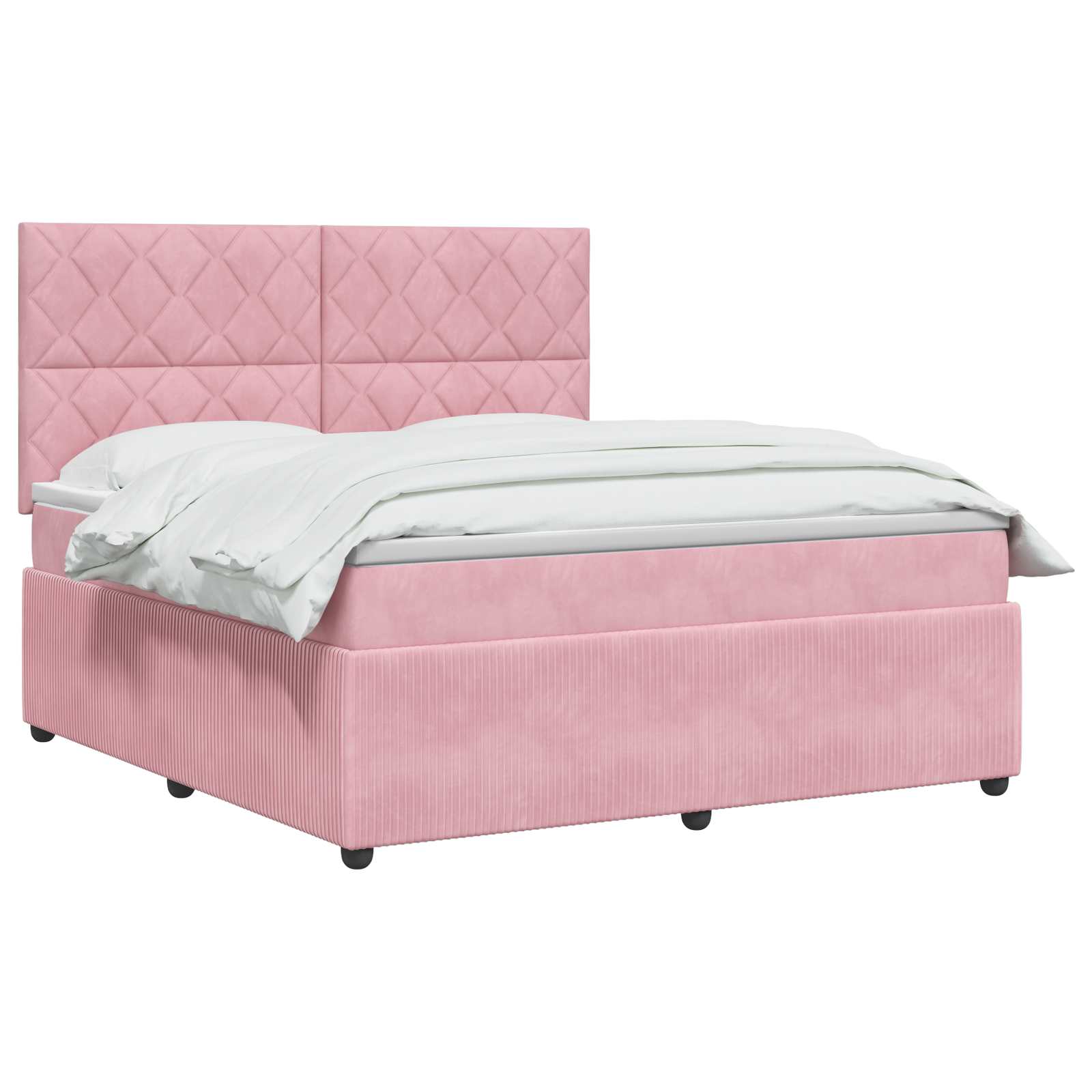 vidaXL Łóżko z box spring LED z materacem różowy 140 x 200 cm Welur