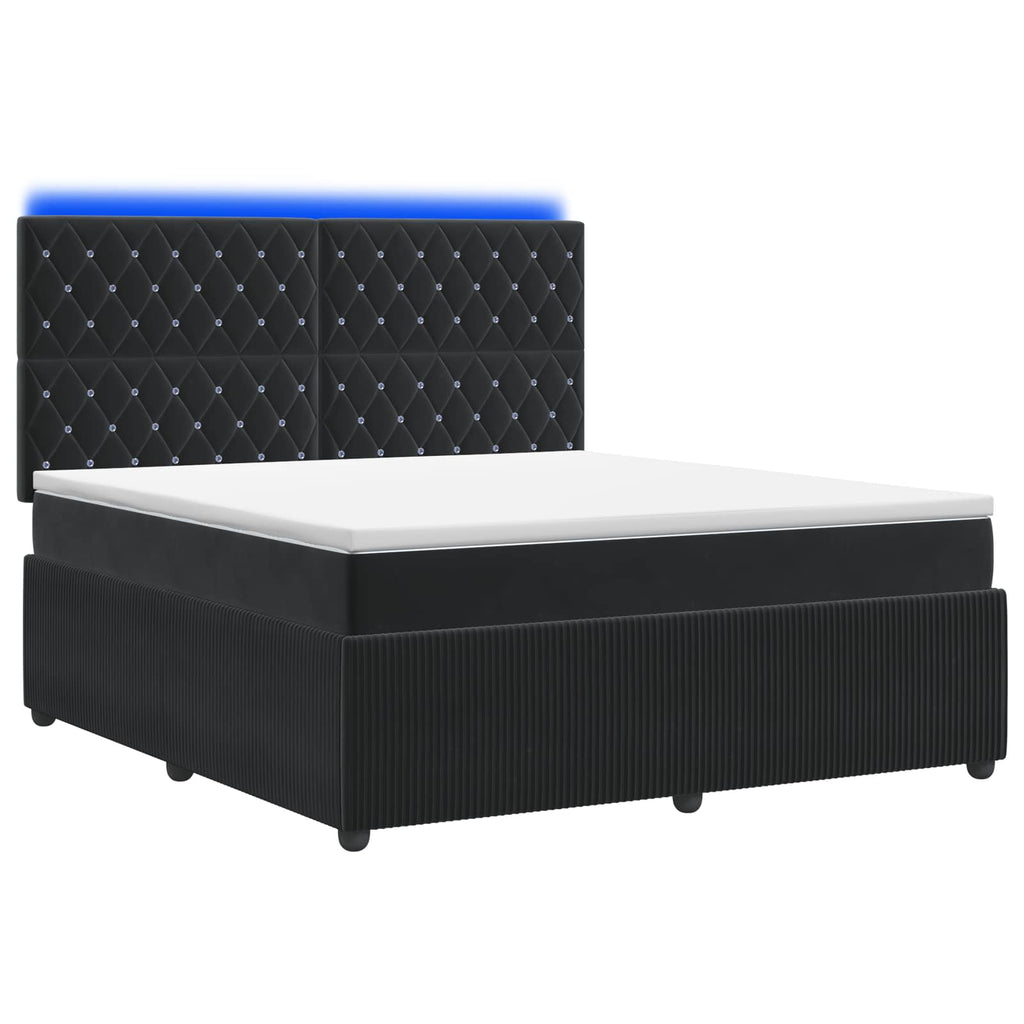 vidaXL Łóżko z box spring LED z materacem Czarny 160 x 200 cm Welur