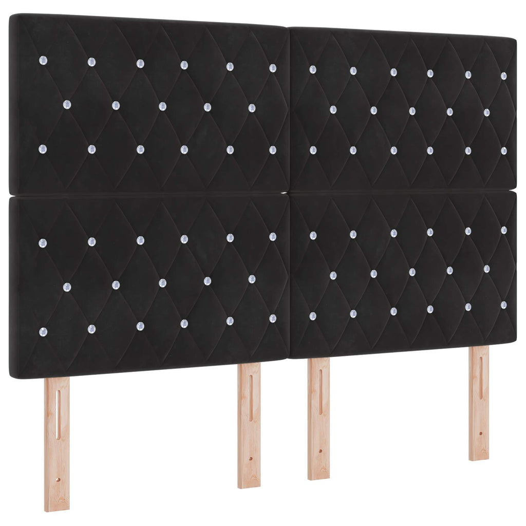 vidaXL Łóżko z box spring LED z materacem Czarny 160 x 200 cm Welur
