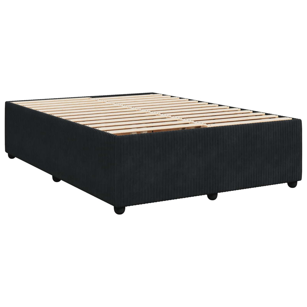 vidaXL Łóżko z box spring LED z materacem Czarny 160 x 200 cm Welur