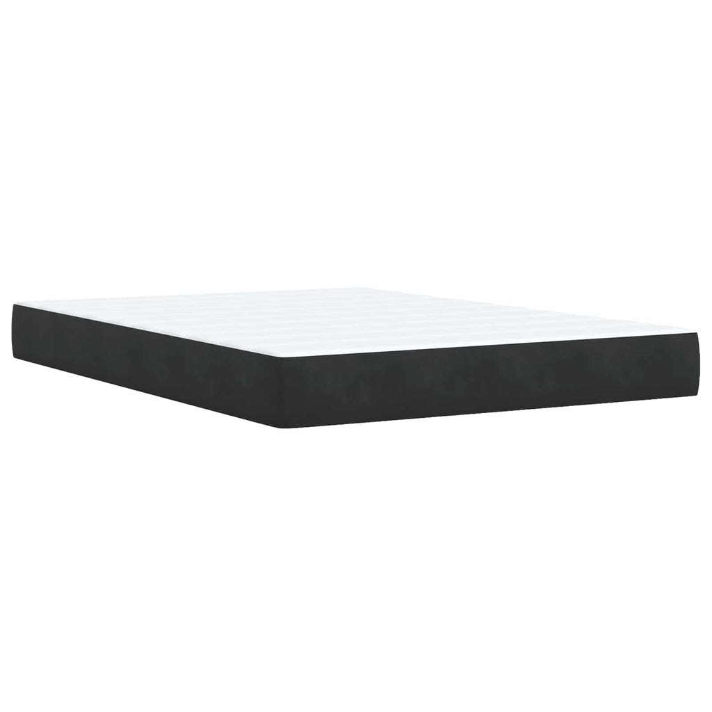 vidaXL Łóżko z box spring LED z materacem Czarny 160 x 200 cm Welur