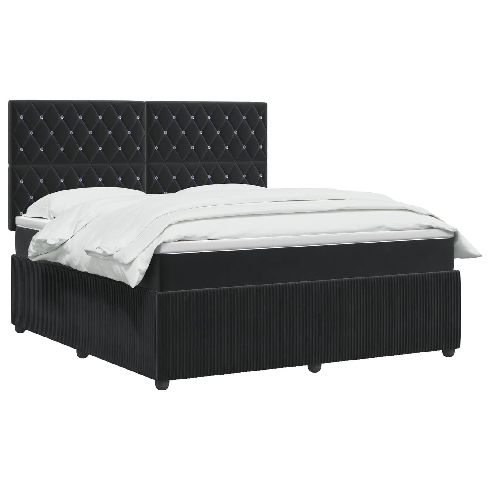vidaXL Łóżko z box spring LED z materacem Czarny 160 x 200 cm Welur