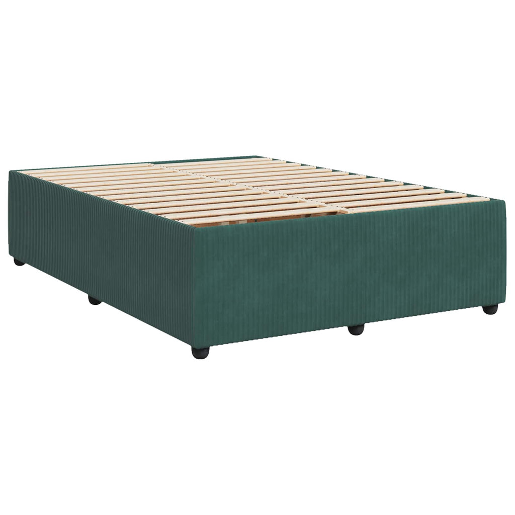 vidaXL Łóżko z box spring LED z materacem Ciemnozielony 160 x 200 cm