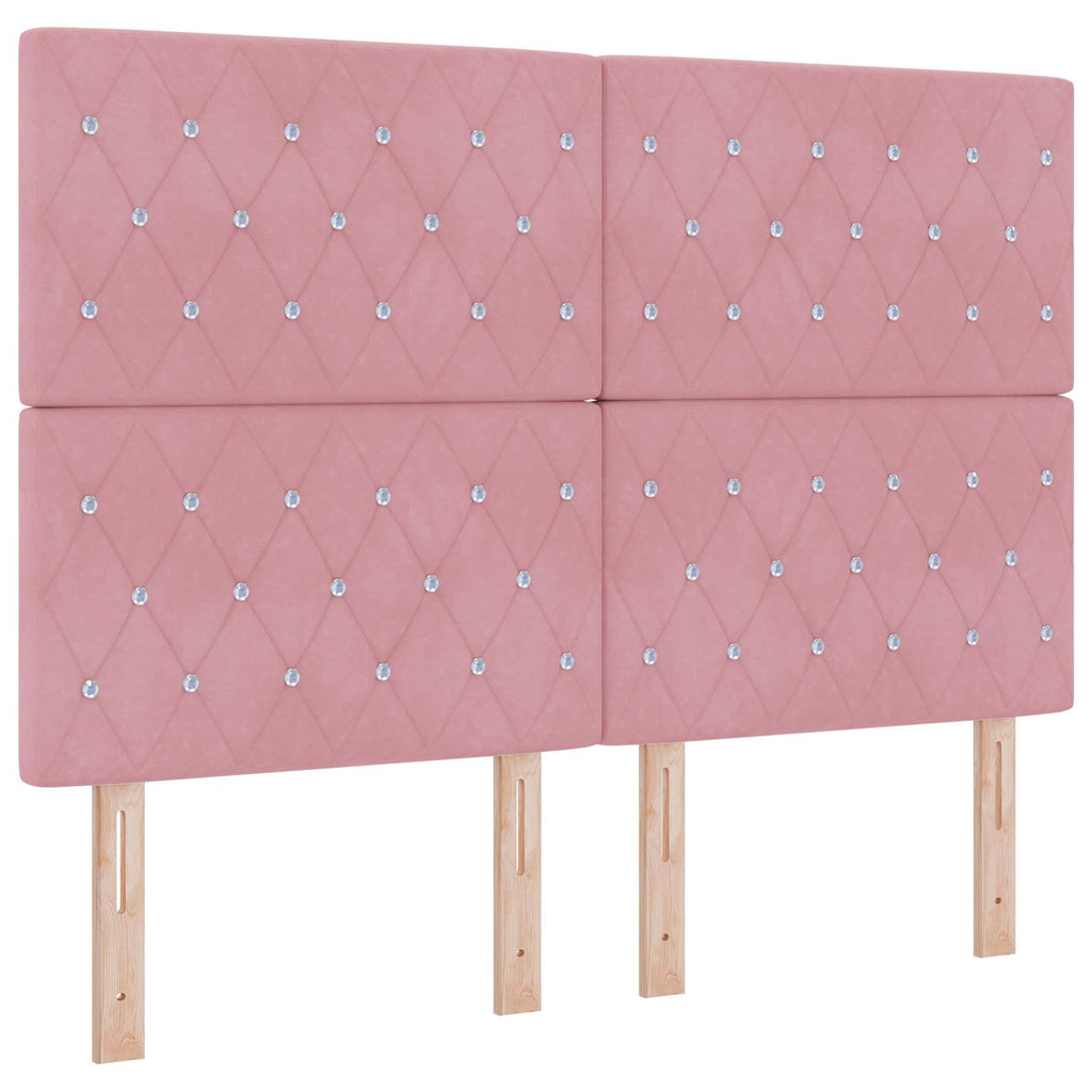 vidaXL Łóżko z box spring LED z materacem różowy 160 x 200 cm Welur
