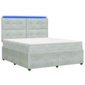 vidaXL Łóżko z box spring LED z materacem jasnoszary 160 x 200 cm
